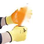 12 Pairs Free Size PVC Gloves Work Protective Gloves Skid Resistant Wear Resistant Oil Resistant Acid And Alkali Resistant Orange Gloves
