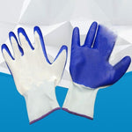 12 Pairs Nylon Cotton Gauze Gloves Labor Protection Dipping Abrasion Resistant Anti Slip Gluing Industrial Protective Rubber Gloves Blue L