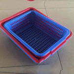 Square Screen Rectangular Plastic Square Screen  Sorting Distribution Basket Plastic Basket Vegetable Basket Kitchen Storage Basket Fruit Drainage Basket Blue 406 * 312 * 118mm