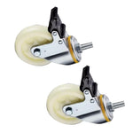 Beige Polypropylene (PP) Caster 4Pcs 5-Inch Plastic Wheels with Double Brake Medium Duty Universal Wheel with Double Ball Bearing - 4Pcs