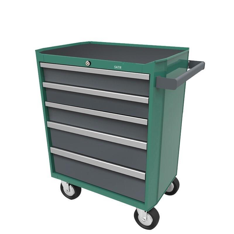 200kg Capacity Tool Cart Movable Auto Repair Tool Cart 5 Drawer Flat Cart Large Tool Chest Tool