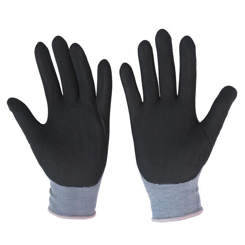 1 Pair Eco-Friendly Textile Gloves PU Butadienitrile Comfortable Oil Resistant Skid Resistant And Wear Resistant Labor Protection Gloves