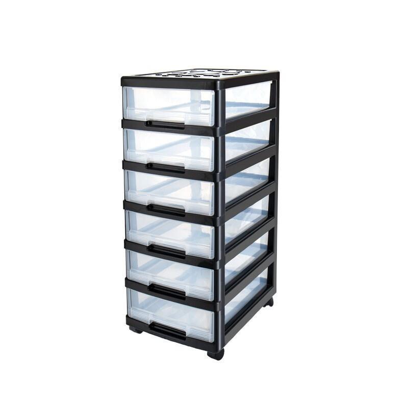 5 Layers Office Desktop File Box Storage Cabinet Drawer Type Multi-layer Shelf Finishing Box Plastic Storage Cabinet Artifact - Black Transparent