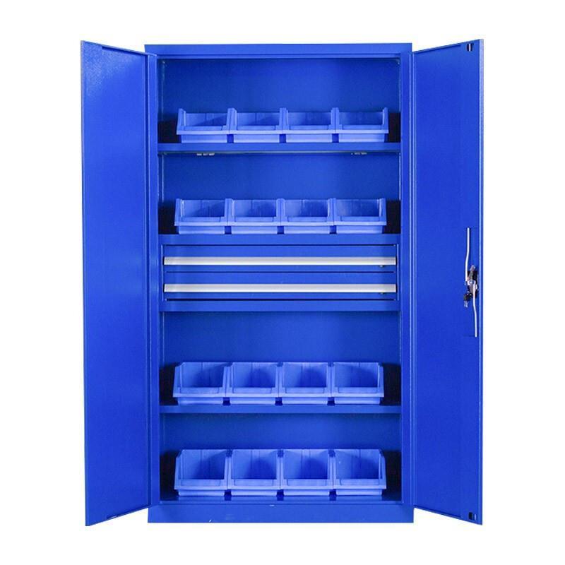 Heavy Tool Cabinet Blue Inner Two Draw 2-layer Plate No Net 1000 * 500 * 1800mm Hardware Tool Factory Workshop Storage And Finishing Cabinet