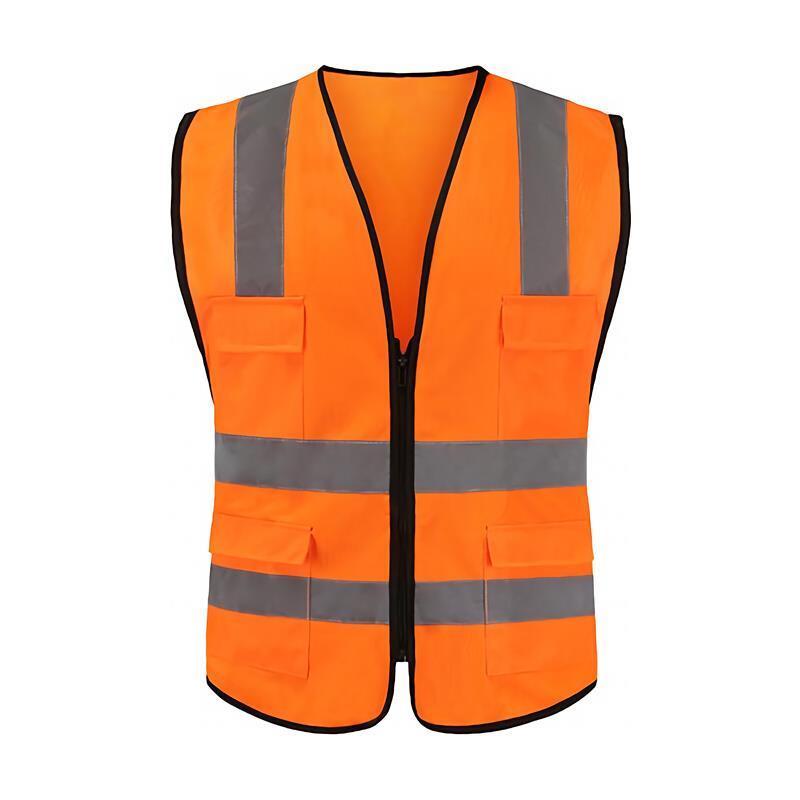 Reflective Vest Back Center Warp Knitted Fluorescent Orange Men & Women