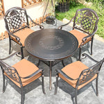 Outdoor Cast Aluminum Table And Chair Courtyard Outdoor European Balcony Villa Courtyard Outdoor Furniture [diameter 80cm] + 4 Chairs