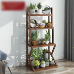 Balcony Flower Rack Living Room Solid Wood Flower Rack Indoor Floor Type Simple Partition Multi Meat Green Pineapple Plant Storage Flower Pot Rack Movable Carbonization Four Layers 80 Plus Round Payment [movable]