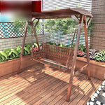 Anticorrosive Solid Wood Swing Chair Cradle Outdoor Courtyard Balcony Outdoor Swing Chair Solid Wood Double With Top Carbonized Color