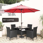 3m Outdoor Sunshade Outdoor Courtyard Sunshade Balcony Table Chair Central Pillar Umbrella With Light Wine Red (with 12.5kg Cement Base)