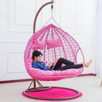 Double Wicker Chair Hanging Basket Indoor Swing Swing Hammock Balcony Courtyard Cradle Chair Red And Black