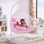 Double Wicker Chair Hanging Basket Indoor Swing Swing Hammock Balcony Courtyard Cradle Chair Red And Black