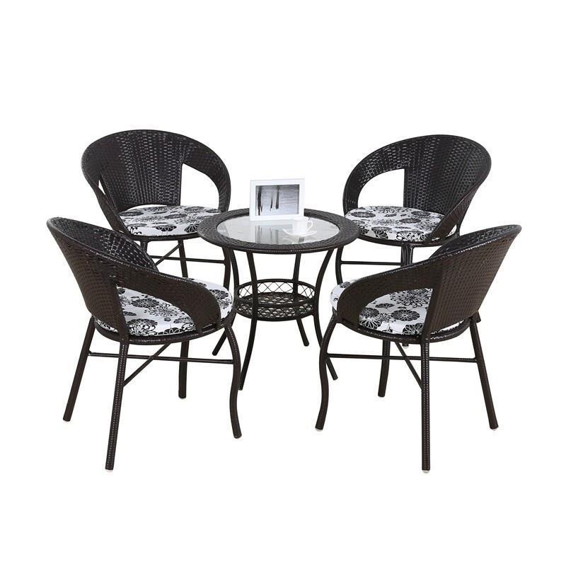 Outdoor Tables And Chairs Courtyard Balcony Tables And Chairs Rattan Chair 3 Chairs 1 Table With Cushion Pillow