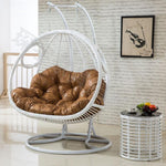 Large Space Double Hanging Chair Swing Hanging Basket Rattan Chair Indoor Balcony Hammock Rocking Chair White Thick Rattan