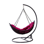 Hanging Chair Hanging Basket Rattan Chair Swing Indoor Rocking Chair Hammock White (garden Flower)