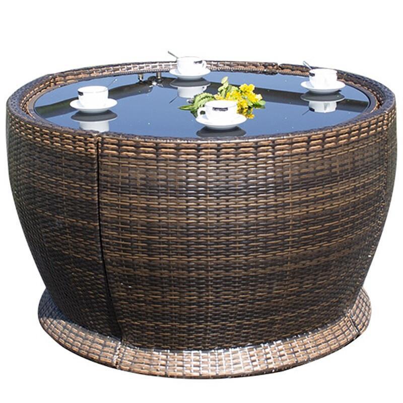 Outdoor Tables And Chairs Courtyard Outdoor Terrace Sunscreen Rattan Garden Leisure Rattan Chairs Combined [coffee]