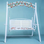 Double Iron Rocking Chair Swing Hammock Reclining Chair Balcony Courtyard Hanging Basket + Rattan + 2 Cushions + Colored Lights + Tools