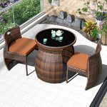 Rattan Chair Three Piece Set Outdoor Balcony Small Table And Chair Combination Brown Balcony Table And Chair Pineapple 2 + 1