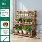 Solid Wood Hanging Flower Rack Living Room Modern Simple Multi-storey Movable Balcony Floor Type Green Rose Rack Indoor Ordinary Belt Wheel 105 [adjustable Floor Height]