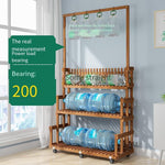 Solid Wood Hanging Flower Rack Living Room Modern Simple Multi-storey Movable Balcony Floor Type Green Rose Rack Indoor Ordinary Belt Wheel 105 [adjustable Floor Height]