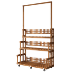 Solid Wood Hanging Flower Rack Living Room Modern Simple Multi-storey Movable Balcony Floor Type Green Rose Rack Indoor Ordinary Belt Wheel 105 [adjustable Floor Height]
