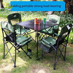 Outdoor Folding Portable Ultra Light Chair Leisure Folding Table Portable Fishing Chair One Table And Four Chairs (All Cloth Black)