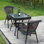 Balcony Table And Chair Small Tea Table Rattan Chair Three Piece Set Leisure Tea Table Courtyard Tengteng Chair 65 Square Table + Two Chairs