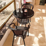 Balcony Table And Chair Small Tea Table Rattan Chair Three Piece Set Leisure Tea Table Courtyard Tengteng Chair 65 Square Table + Two Chairs