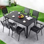 Outdoor Plastic Wood Tables And Chairs Villa Outdoor Courtyard Garden Leisure Balcony Tables And Chairs Combination 4 Armrest+ 1 Square Table 70cm