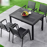 Outdoor Plastic Wood Tables And Chairs Villa Outdoor Courtyard Garden Leisure Balcony Tables And Chairs Combination 4 Armrest+ 1 Square Table 70cm