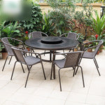 106cm Round Table Outdoor Barbecue Cast Aluminum Table And Chair Waterproof Anticorrosion