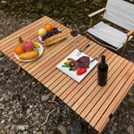 Egg Roll Table Solid Wood Outdoor Folding Table Chair Self Driving Camping Portable Solid Wood Picnic Table Set 120cm Egg Roll Table