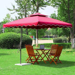 Outdoor Sunshade Courtyard Umbrella Large Security Guard Box Umbrella Wrench Umbrella 2.2m Square Wine Red With Marble Base