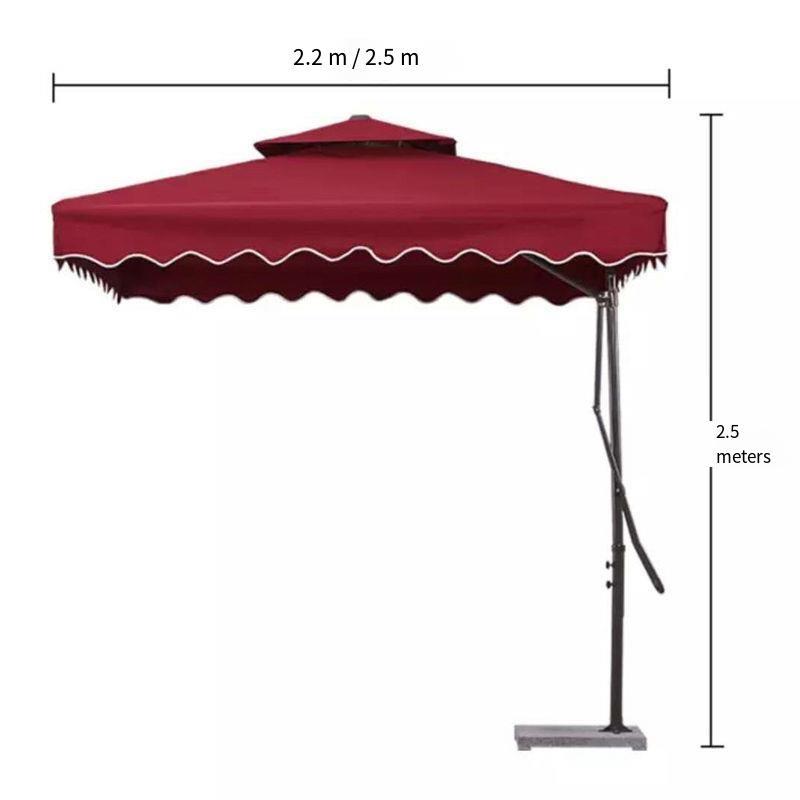 Outdoor Sunshade Courtyard Umbrella Large Security Guard Box Umbrella Wrench Umbrella 2.2m Square Wine Red With Marble Base