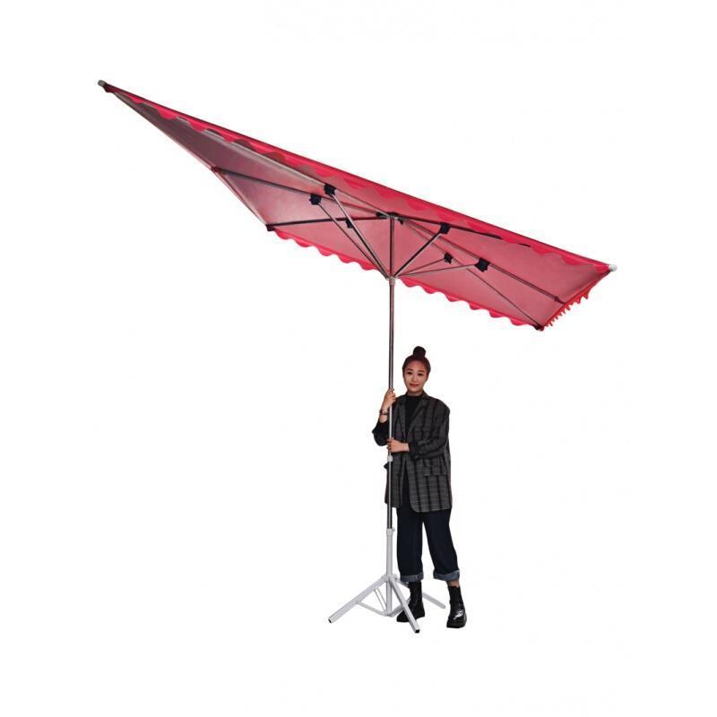 Outdoor Sunshade Courtyard Stall Big Umbrella Rainproof Folding Inclined Umbrella Shop Commercial Thickening Big Square Dark Green 3 x 2 M Six Bone