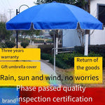 Large Outdoor Sunshade Stall Umbrella Sun Umbrella Double-layer 3 M Round Umbrella Blue 2.4 M Three-layer Frame Windproof + Silver Glue