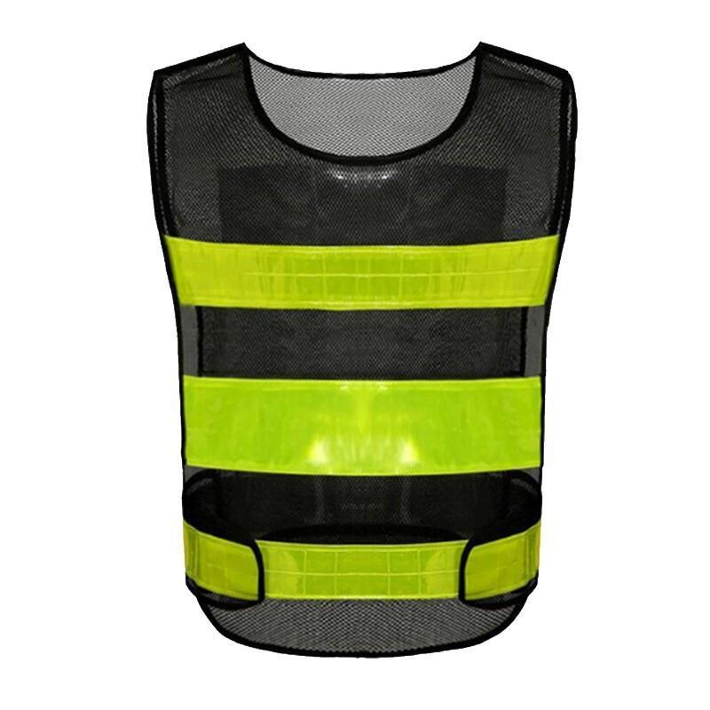 Reflective Vest  Shoulder Velcro Black Net Yellow Stripe Reflective Vest Night Running Riding Traffic Warning Backpack Suit Reflective Strip
