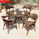 Outdoor Table And Chair Rattan Chair Three Or Five Pieces Set Outside Rattan Table Rattan 2 Chairs + 70 CM Rattan Round Table