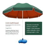 Large Outdoor Sunshade Umbrella Advertising Round Umbrella Canopy Folding 2.2 M Green Orange Double Layers (With Base)