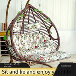 Hanging Basket Rattan Chair Double Indoor Swing Balcony Bassinet Chair Bird's Nest Hammock Lazy Person Drop Chair Double Pole Coffee Color