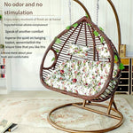 Hanging Basket Rattan Chair Double Indoor Swing Balcony Bassinet Chair Bird's Nest Hammock Lazy Person Drop Chair Double Pole Coffee Color