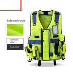 Reflective Vest, Traffic And Road Administration Protective Vest, Patrol Net, Breathable Fluorescent Clothing, Multifunctional Reflective Vest, Fluorescent Yellow