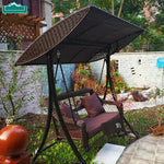 Outdoor Swing Rocking Chair Courtyard Villa Terrace Chair Rotten Wood Iron Hanging Chair Garden Swing Brown With cushion Double Persons