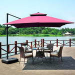 Outdoor Sunshade Courtyard Umbrella Beach Advertisement Security Guard Box Umbrella Furniture 4-strand Spanner Umbrella 2.2 * 2.2 M Wine Red