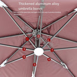 Outdoor Sunshade Umbrella Villa Balcony Terrace Stall Umbrella Wine Red Double Top Korean Version 2.5 M Square With 130 KG Water