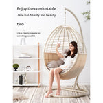 Hanging Basket Rattan Chair Household Lazy Hammock Indoor Balcony Leisure Hanging Basket Chair Bird's Nest Hanging Chair Bamboo Basket White