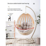 Hanging Basket Rattan Chair Household Lazy Hammock Indoor Balcony Leisure Hanging Basket Chair Bird's Nest Hanging Chair Bamboo Basket White