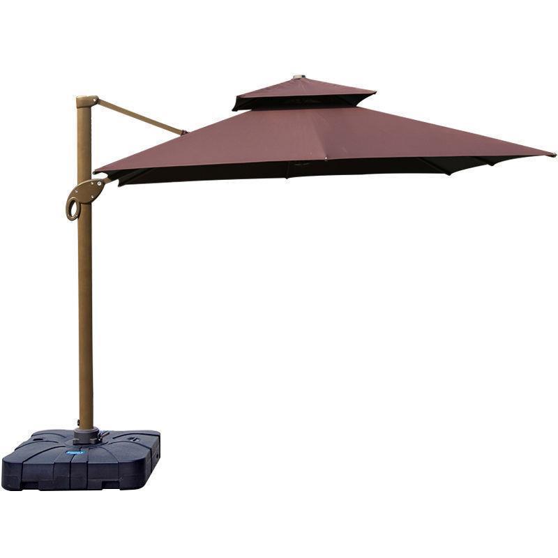 Outdoor Garden Umbrella Courtyard Umbrella Villa Outdoor Balcony Outdoor Sun Umbrella Champagne Gold Square 2.5 M With 100 KG Water Tank