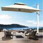 Outdoor Garden Umbrella Courtyard Umbrella Villa Outdoor Balcony Outdoor Sun Umbrella Champagne Gold Square 2.5 M With 100 KG Water Tank