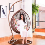 Balcony Hanging Chair Single Double Bedroom Girl Swing Lazy Bird's Nest Bassinet Chair With Cushion Pillow Coffee Color