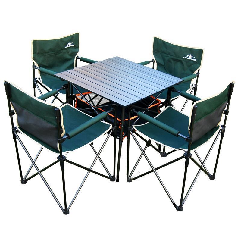 Portable Outdoor Folding Table And Chair Self Driving Travel Picnic Barbecue Folding Table And Chair Seven Piece Set
